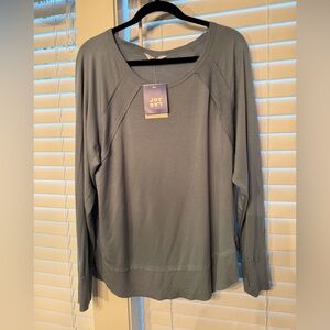 JoyLab Lightweight Long Sleeve Raw Edge Top — Lt Blue